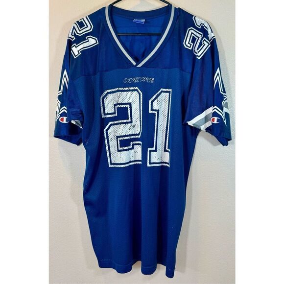Vintage Champion NFL Dallas Cowboys Deion Sanders #21 Net Jersey Men’s Large - Picture 1 of 11